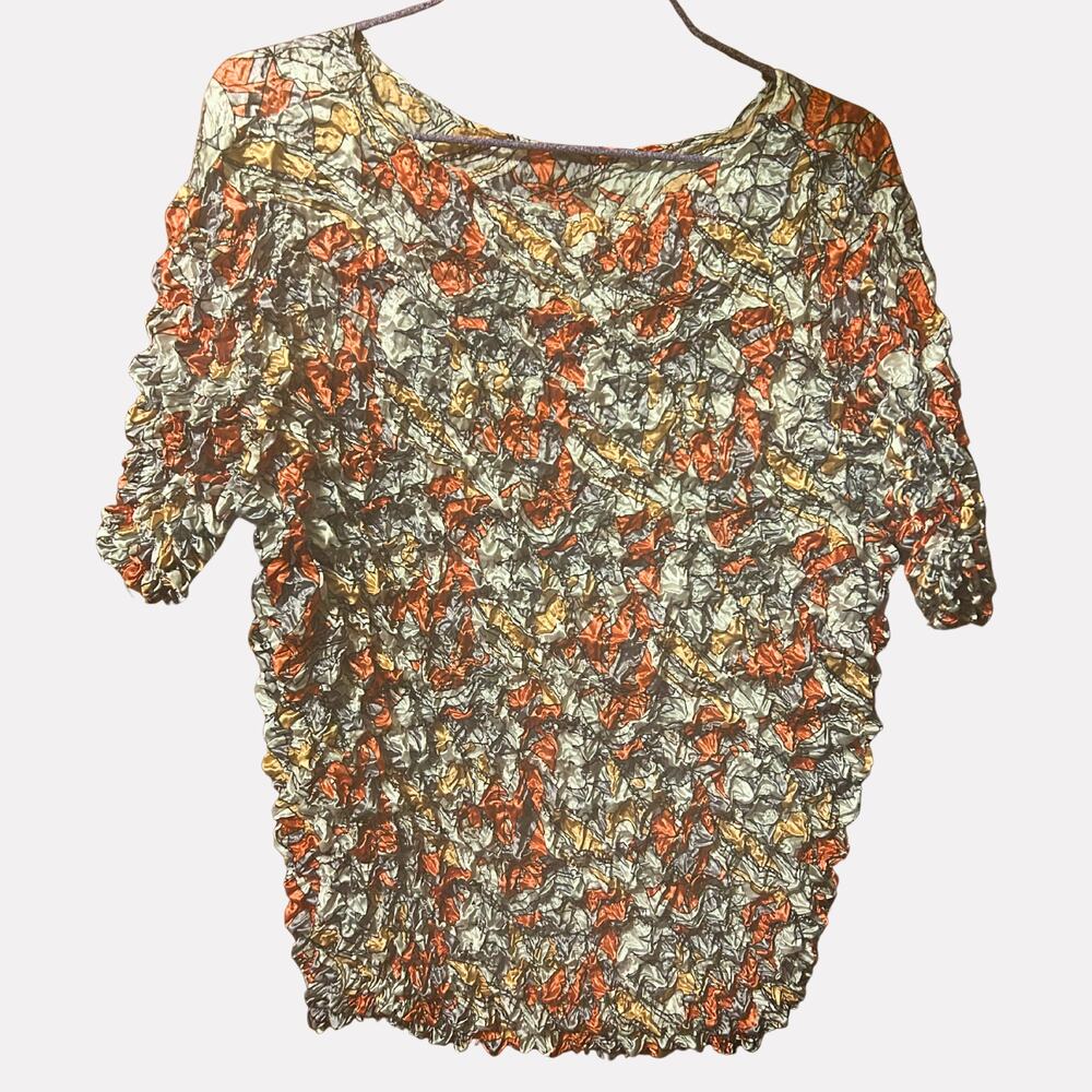 Vintage 90s Purple Popcorn Bubble Top Abstract Stretch Festival Rave Y2K